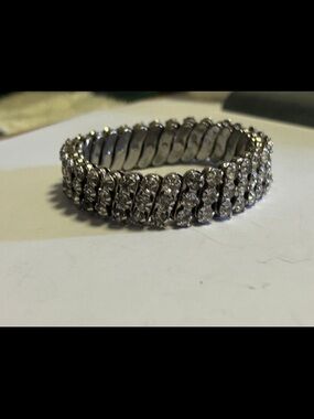 Crystal Stretch Tennis Bracelet - Silver Tone